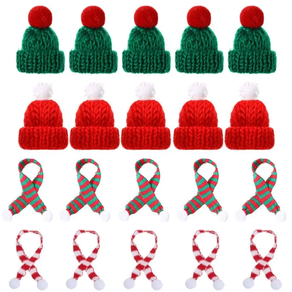 Mäkké 1:12 Doll Clowd Cap Cap Scarf Mini Xmas Dolls Hat Simulation Predstieranie hrania zimné bábiky