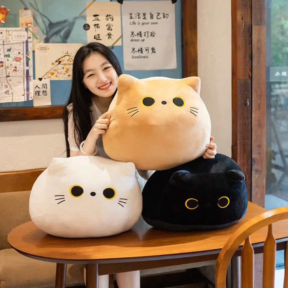 Mäkké 10/30 cm čierna mačka plyšový vankúš Karikatúra mačacia hlava Cuddly vankúš vankúš na bábiku Plushie plnené hračky dievča