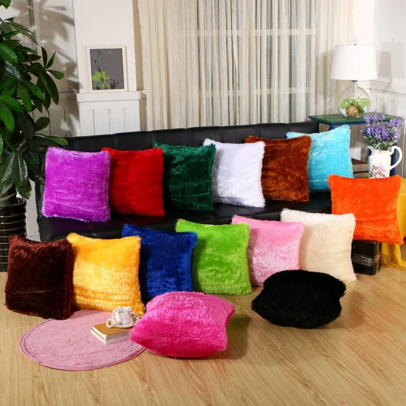 Mäkké faux srsti vankúše puzdro Plush vankúšik ružová modrá fialová teplá obývacia izba Spálňa pohovka dekoratívne vankúše kryte 41*41 cm
