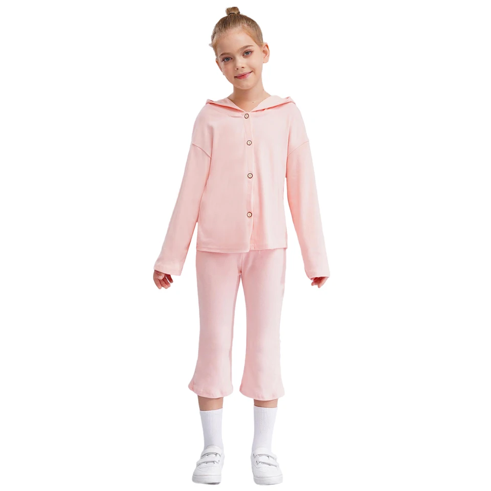 Mäkké oblečenie pyžamy s dlhým rukávom Detské dievčatá módne ležérne denné oblečenie Domáce oblečenie Loungewear gombíkové vrcholy