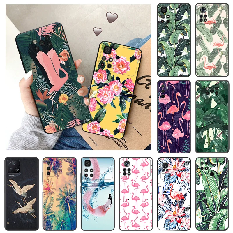 Mäkké prípady pre Xiaomi mi POCO X4 PRO F3 F4 GT F5 X3 X5 5G M4 M3 M5S C51 C50 C40 M5 F1 Flamingo Tropické rastliny PAN