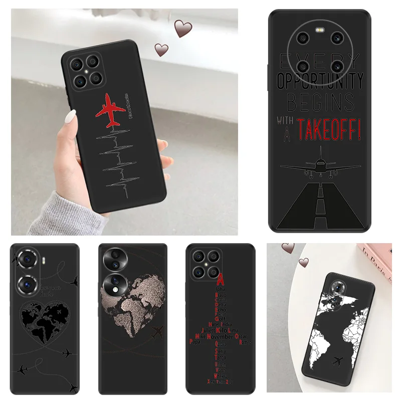 Mäkké puzdro na telefónne telefóny pre česť x7b x6 70 90 x8 b x9a x9b Magic5 Pro x8a x6a Lietadlo sveta mapa Pixel 8a 7a 6a 6 7 8 kryt