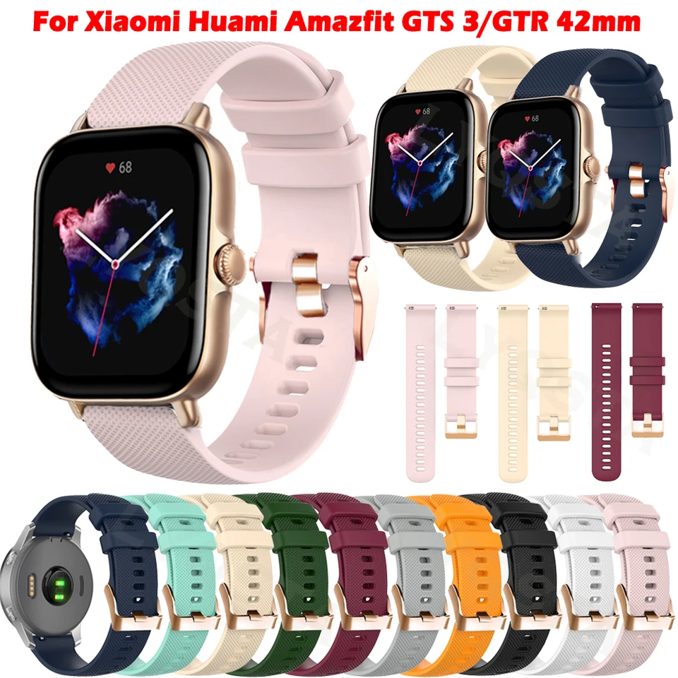 Mäkké silikónové hodinky pre Xiaomi Huami Amazfit GTS 3 hodinky Rose Gold Buckle Bracelet pre AmazFit GTR 42 mm BIP zápästia
