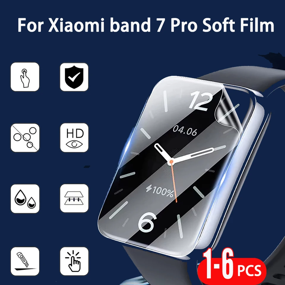 Mäkký film pre Xiaomi Band 7 Pro Screen Protector 1-6ks Full Cover Anti-Scratch Hydrogélové filmy pre doplnky Miband 7Pro Watch