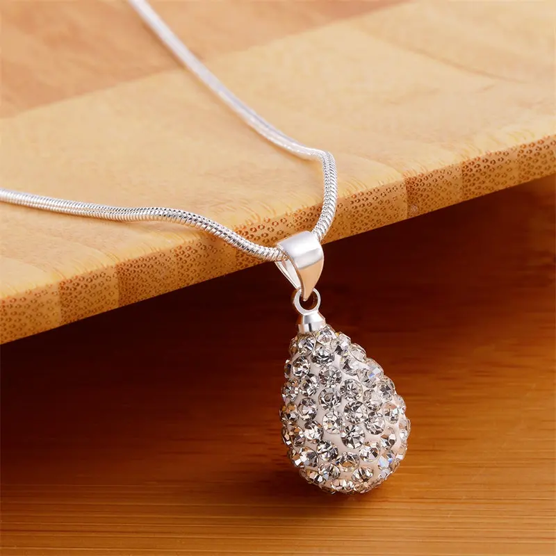 Móda 925 Sterling Silver 18-24 palcov vynikajúca voda kvapka zirkónového náhrdelníka pre šarmu Ženy Svadobný darček šperky na večierok veľkoobchodné