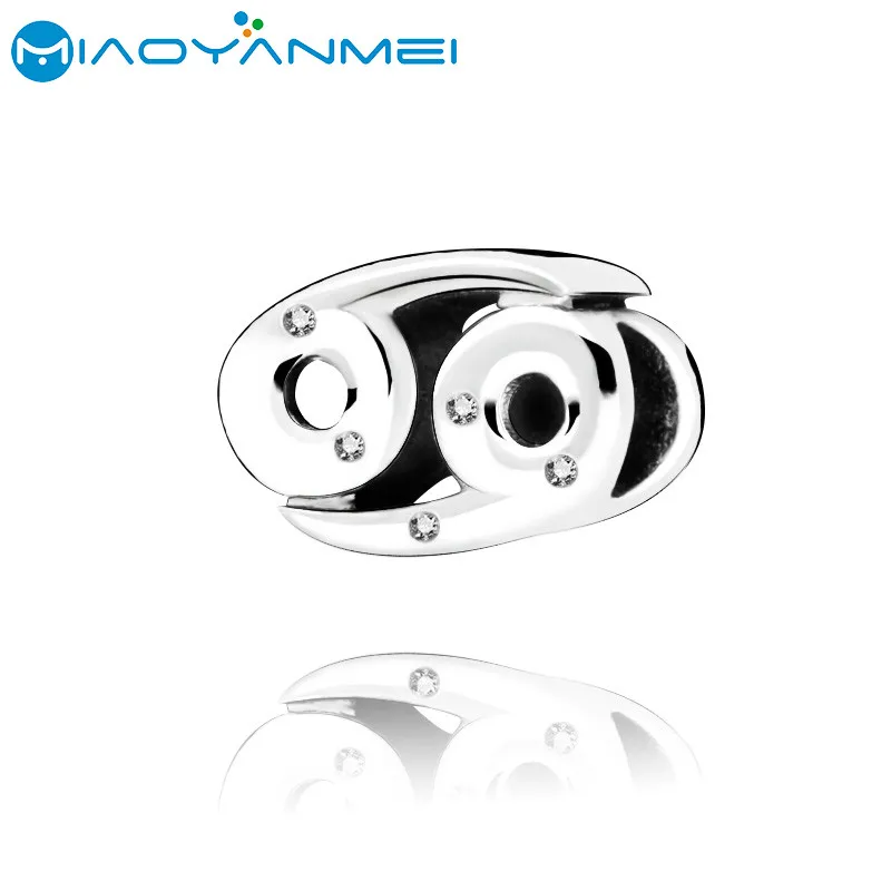 Móda 925 Sterling strieborné korálky fit originálne náramky pandora šumivé rakovina Zodiac Charm Women Diy Darček