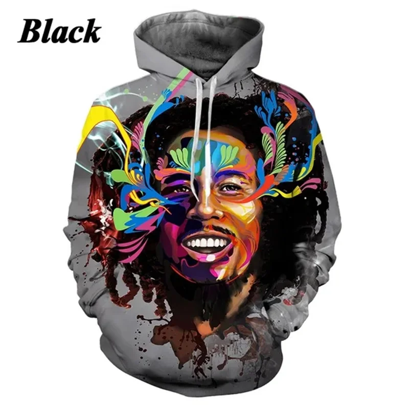 Móda Bob Marley Raggie Hoodie pre mužov 3D tlačená rocková hip hopová mikina kvíľajúca kapela módne pulVovery streetwear