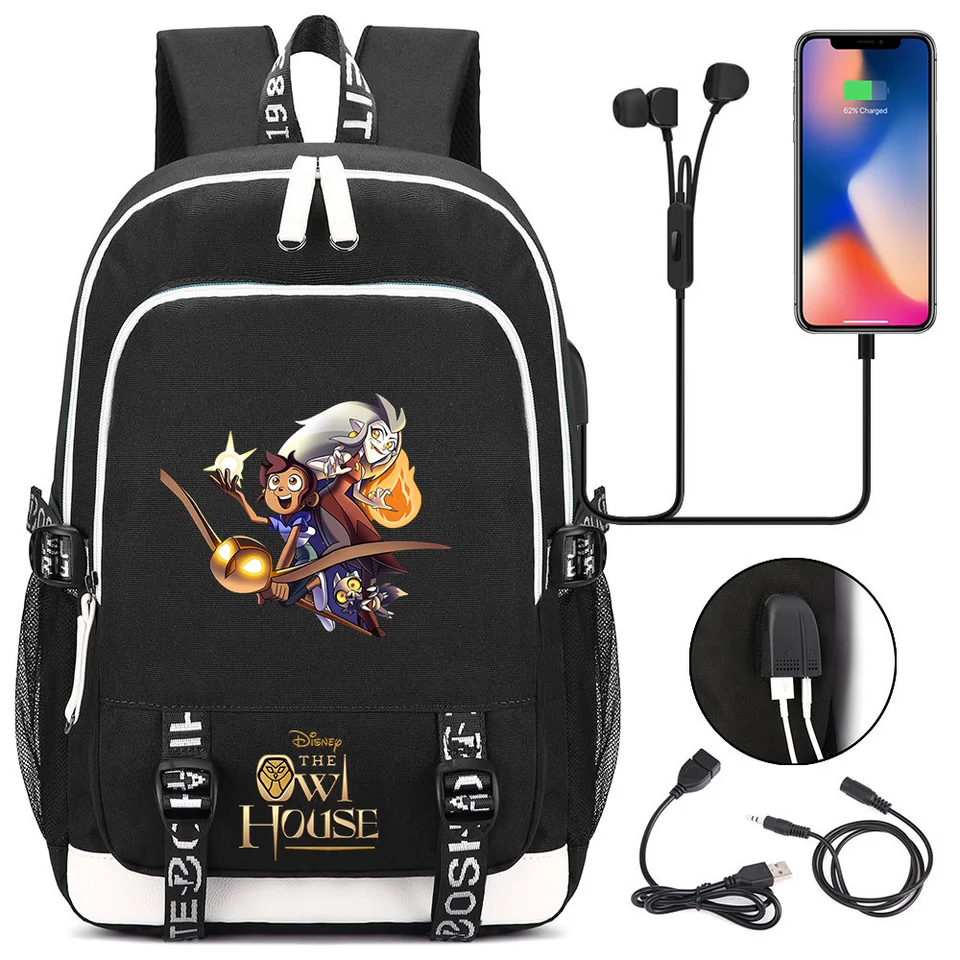 Móda Disney The Owl House batoh teenager USB nabíjanie notebook Príležitostné batoh dievča študent kniha BAG BAG Mochila cestovná taška