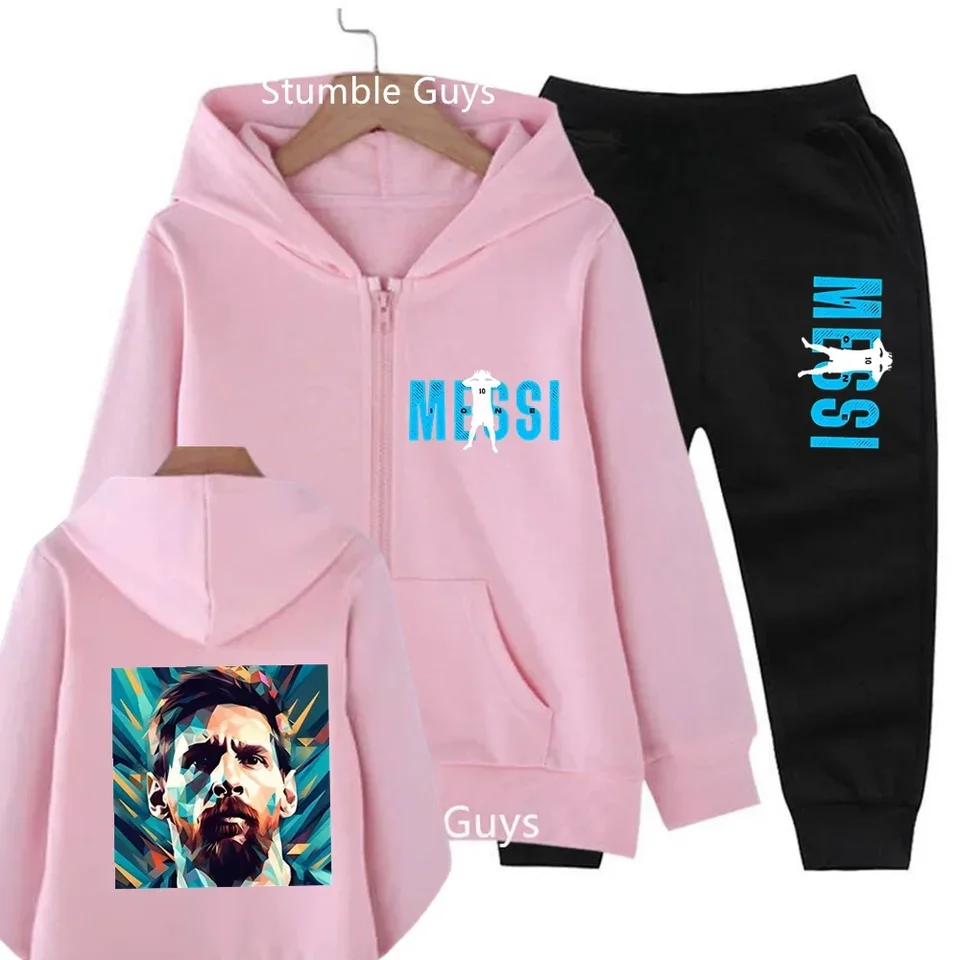 Móda Messi mikina detské oblečenie futbalové hviezdy Trucksuit Boys Jersey Zipper mikina dievčat s dlhým rukávom