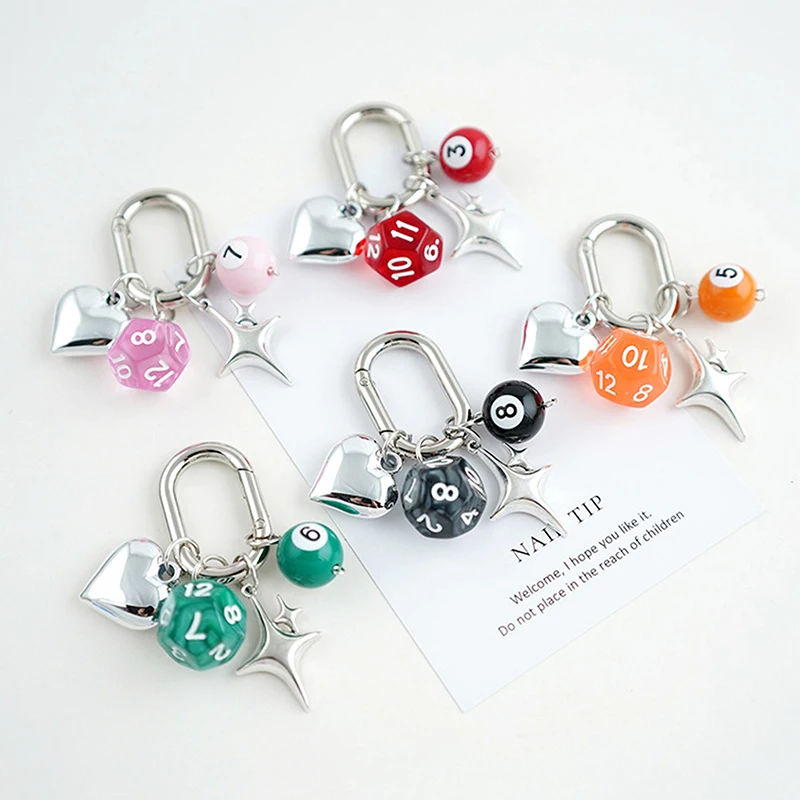 Móda nepravidelné kocky biliard keychain prívesok