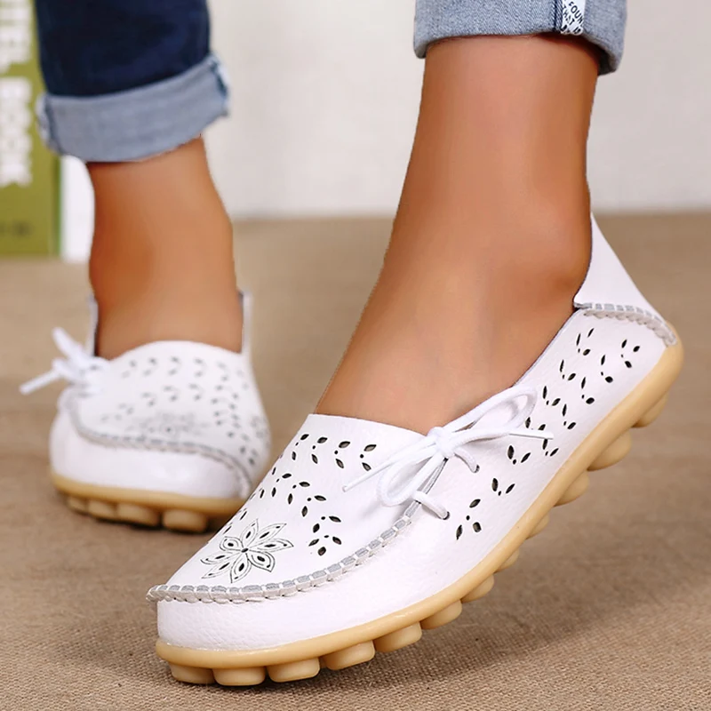 Móda originálne kožené dámske byty vychádzkové topánky Žena Duté topánky Ženy Zaskočia na dámske topánky retro plus veľkosť Zapatos mjer