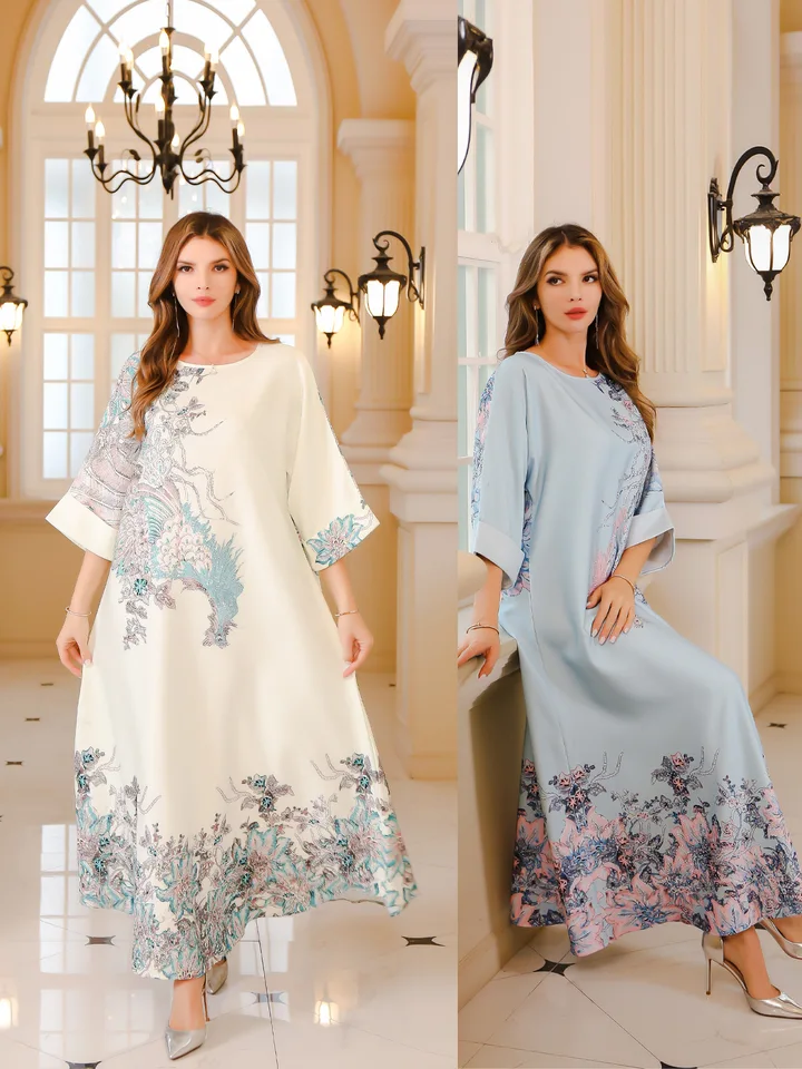 Móda Saudská Arábia Dubai Abaya Ženy Šaty Dubai Turkish Lady Hot Diamond Rúch Elegante femme Islamské oblečenie