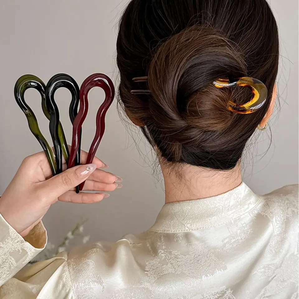 Móda v tvare vlasov na vlasové vlasy Vidlica Vidlica na vlasy Acetát Hair Sticks Hair Styling Nástroje