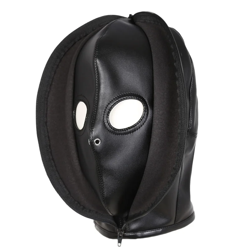 Móda vtipná dvojvrstvová kožená muži hlavy Masky unisex sexy Pu Zipper Face Cover Carnival Party Games Games Bar Cosplay kostým