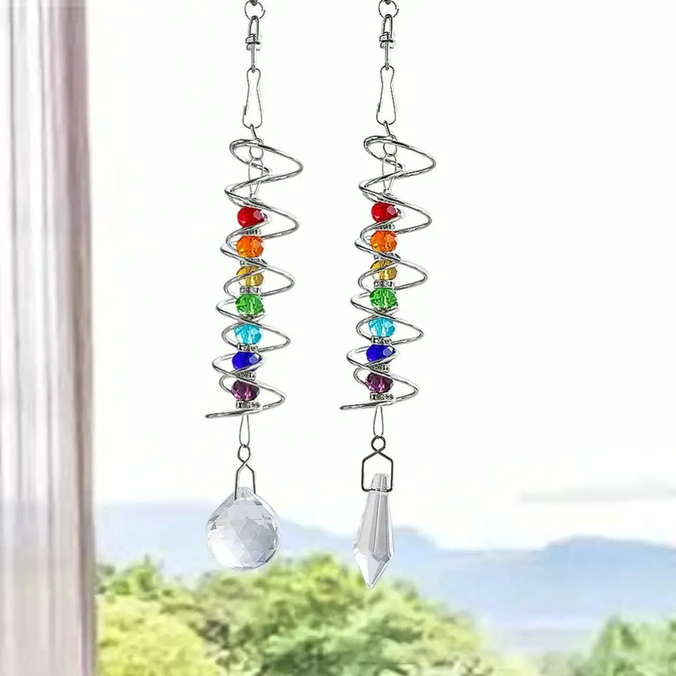 Módna 3D špirála Tailwind Crystal Suncatcher Rotujúci dúhový výrobca večná energia Prívesok Spinning Crystal Gall pre záhradný dvor