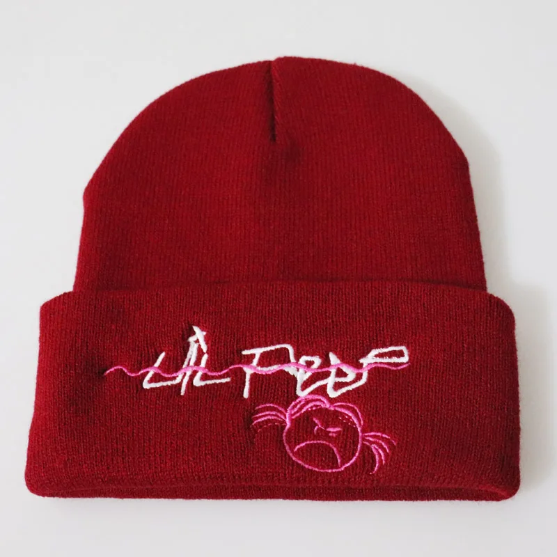 Módna dievčenská čiapka čiapka Lil Peep vyšíva pletená čiapka čiapka Zimné čiapky pre ženy pre ženy Men zimné teplé klobúky Veľkoobchod