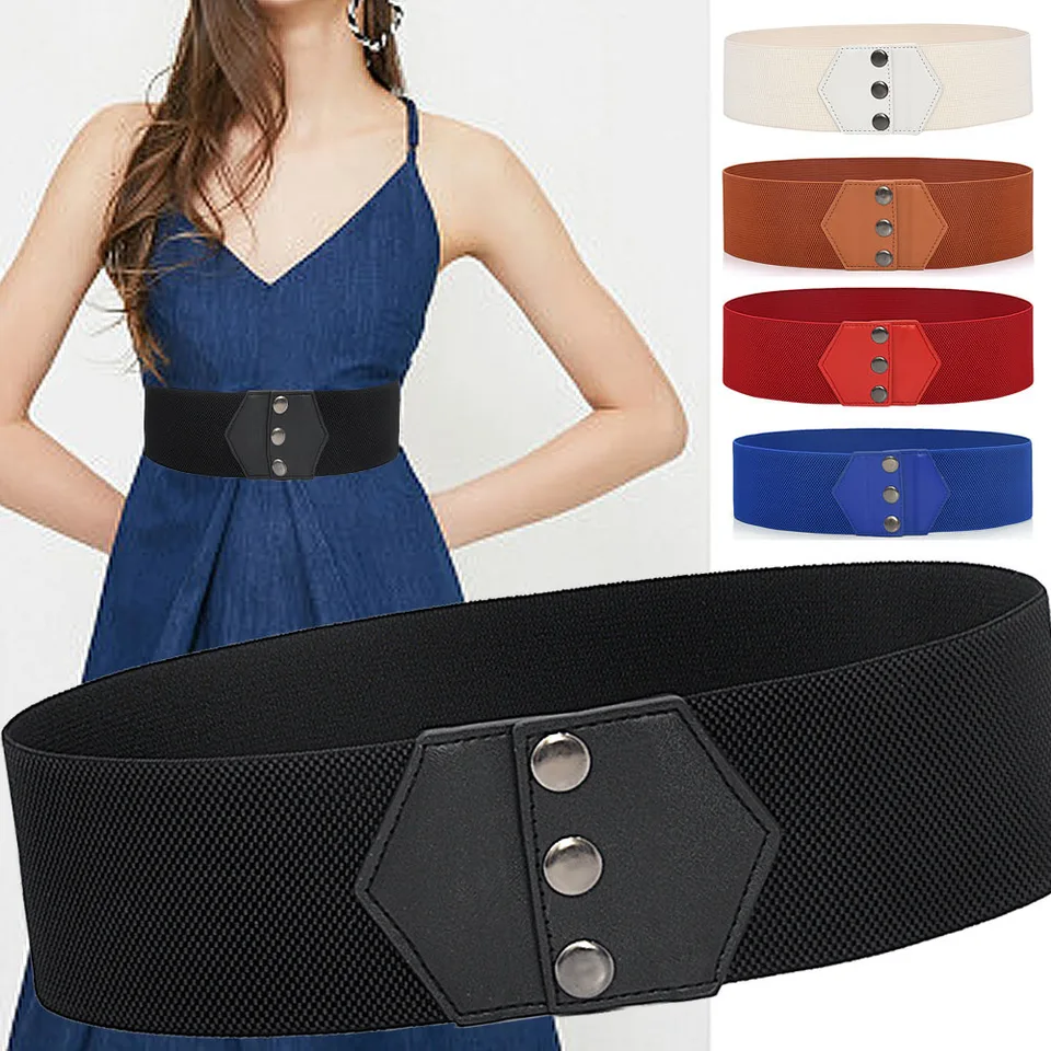 Módna elastická cinch pás Žena Široký pás Ženy natiahnuté pásové pásové sponky spona pásové pásy Cummerbund Lady Overcoat Belt