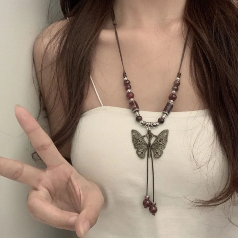 Módna keramická korálka Choker Náhrdelník Motýľový prívesok Náhrdelník šperky šperky vintage reťaz kvane reťaz náhrdelníka retiazka