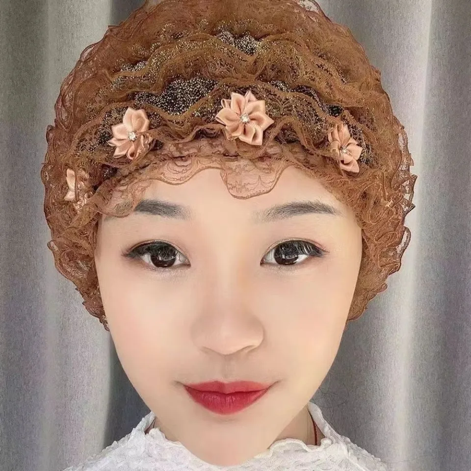 Módna letná priedušná čipka Turban Turban Moslimský kvet Hidžábu šatky čepeľ čelenka zábal kapoty klobúky Dámske pokrývky hlavy hlavy
