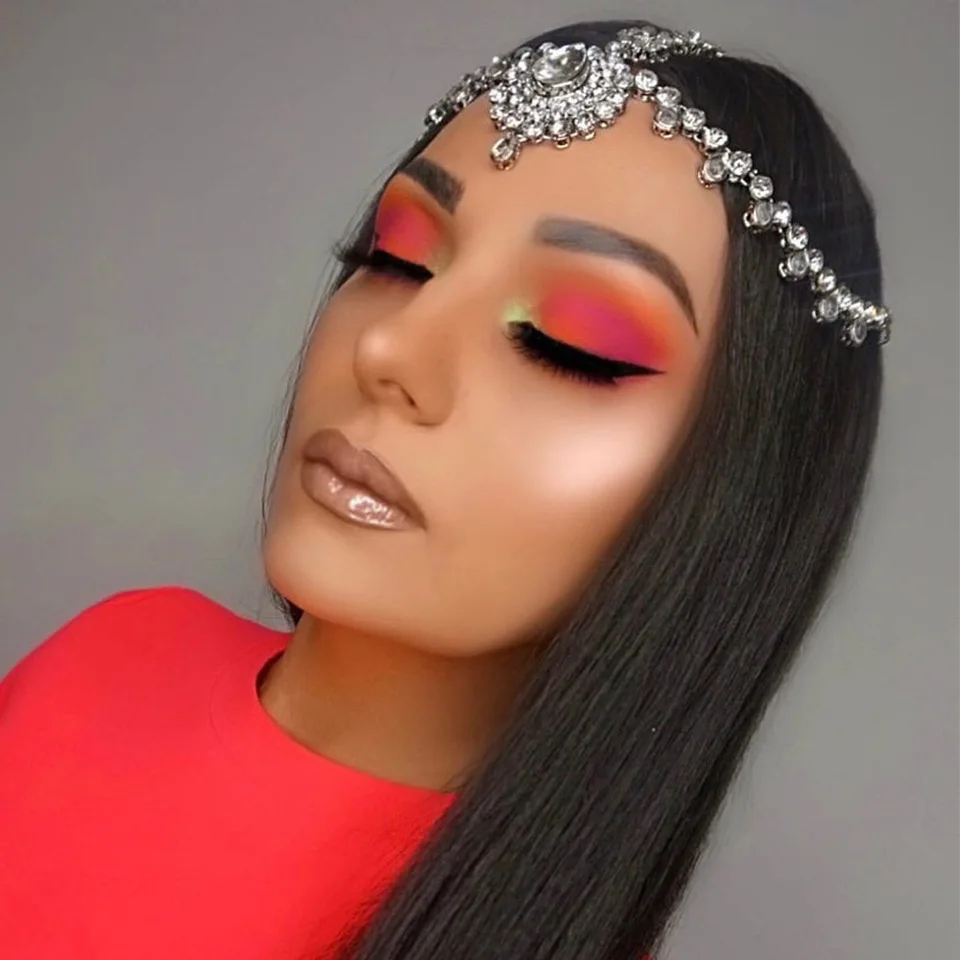 Módna luxusná kamienok Klasháčiky pre ženy pre ženy krištáľové čelo čela vlasová ozdoba Tiara frontlet Indian Hair Jewelry