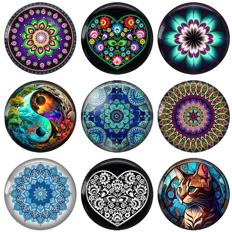 Módna mandala láska Poľsko Flok Art maľby 12 mm/18 mm/20 mm/25 mm okrúhla fotografia sklenená kabína demon