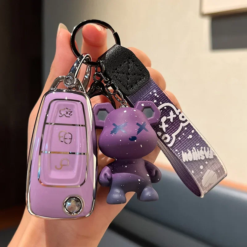 Módna obálka pre kľúče od módy TPU pre Ford Ranger C-Max S-Max Focus Galaxy Mondeo Transit Tourneo Custom Auto Key Držiteľ Kláves