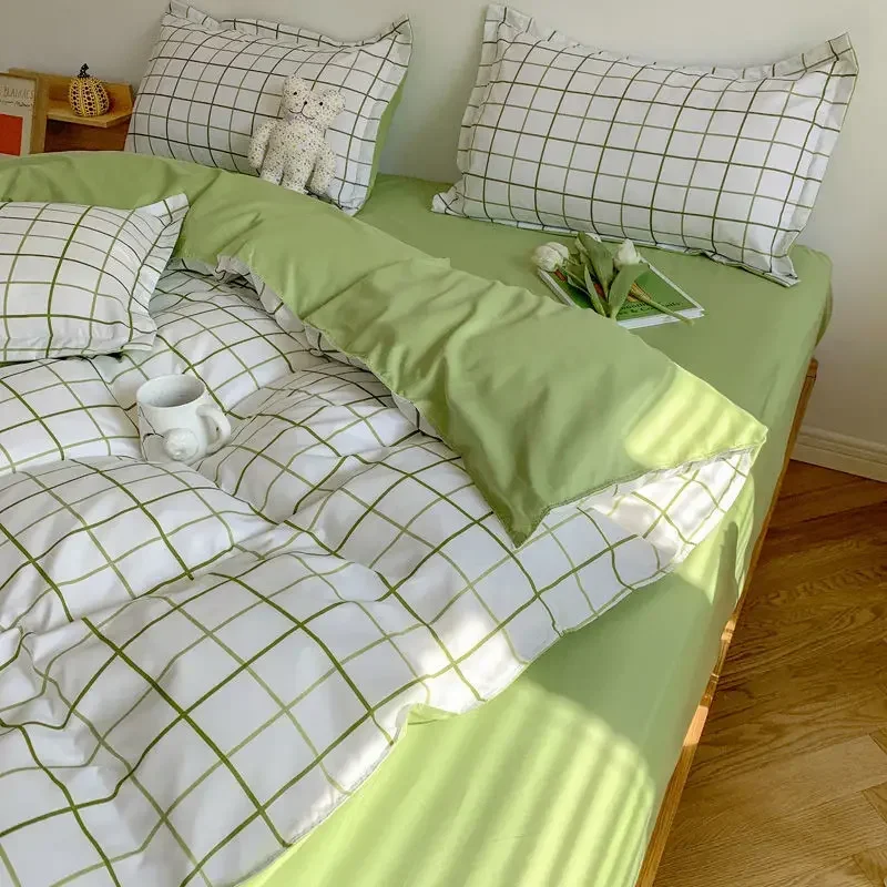 Módna podstielka sada biela zelená dvojlôžková bielizeň