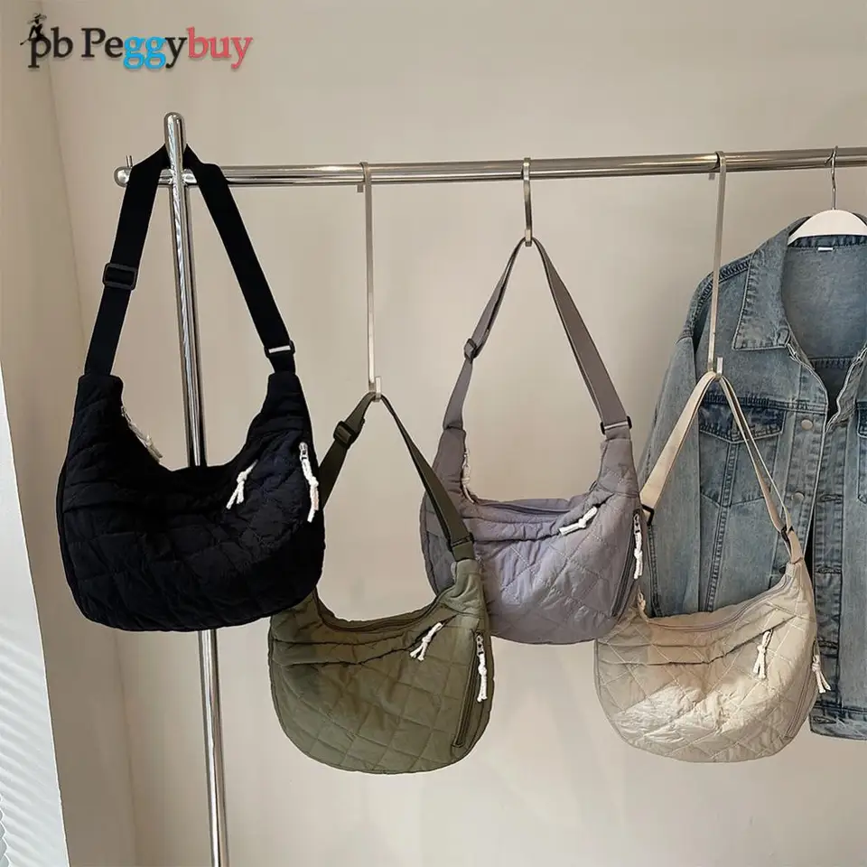 Módna prešívaná taška na rameno Štýlové knedle vrecko Multišalky Hobo Sling Bag Veľká kapacita Denná taška na posol pre mužov Ženy