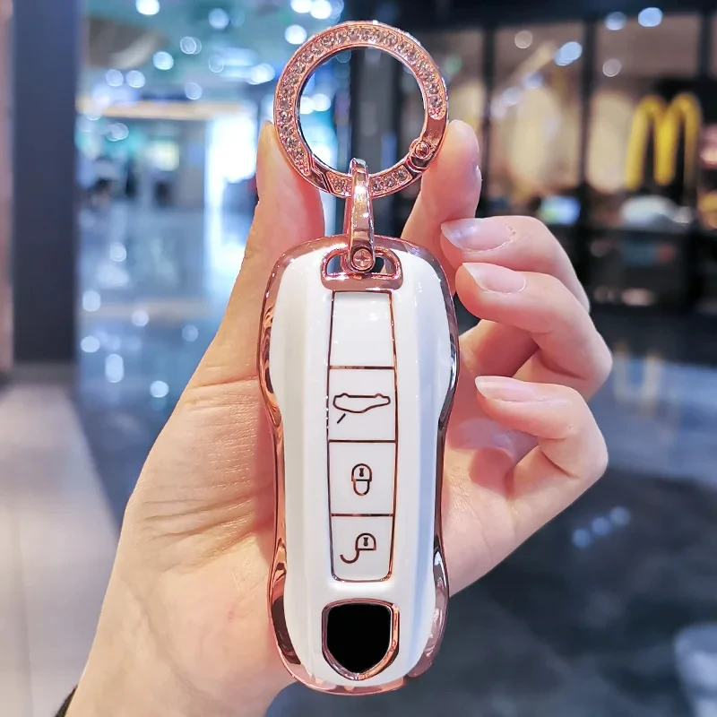 Módna TPU Automobilová obálka puzdro pre Porsche Panamera Carman Macann Bobst Cayenne 911 970 981 991 996 92A Keychain Accessori