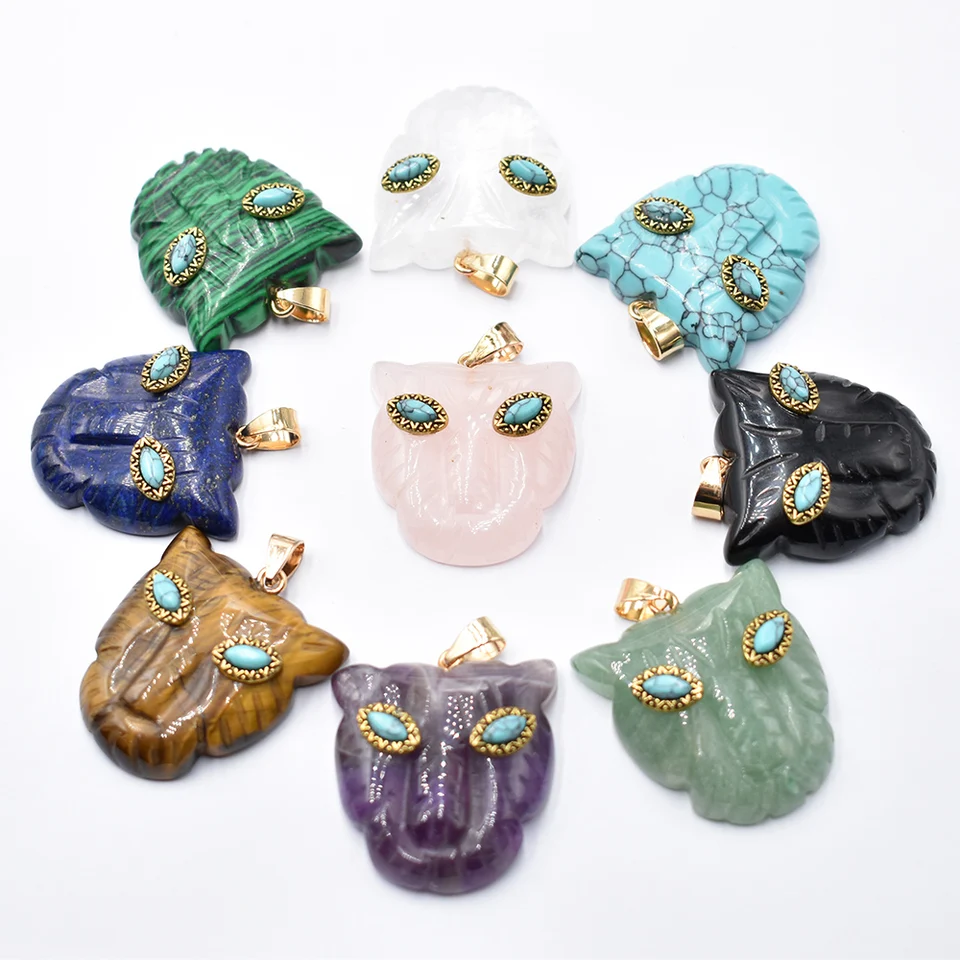Módna vyrezávaná prírodný kameň Rose Quartz Tiger Tiger Tvar Charms Pendants Fit šperci