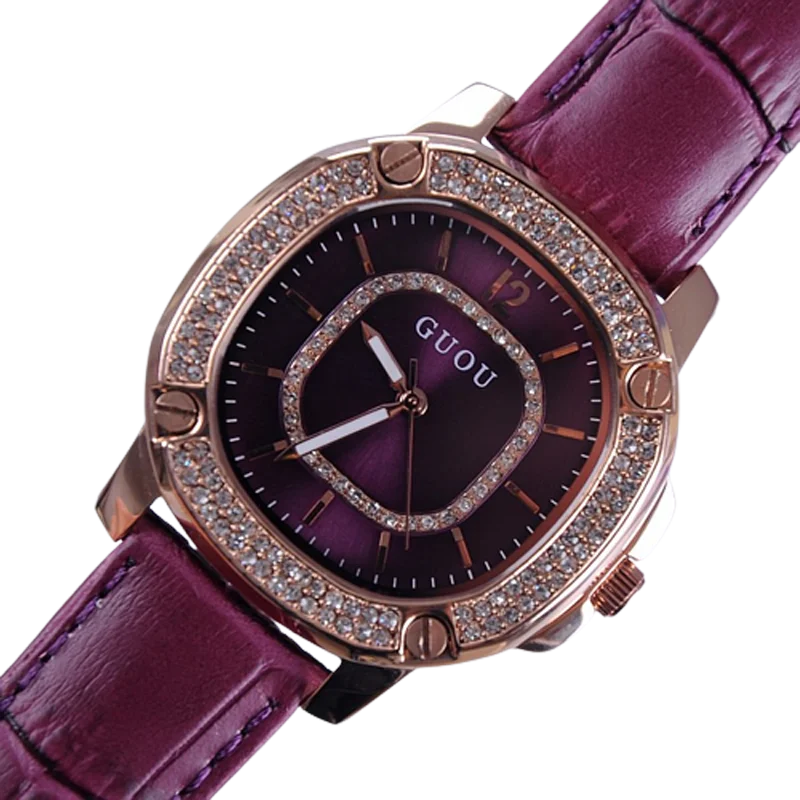Módna značka Dámske hodinky Originálne kožené štvorcové diamanty Diamons Clocks Dámy Quartz Rose Gold Watchses Montre femme