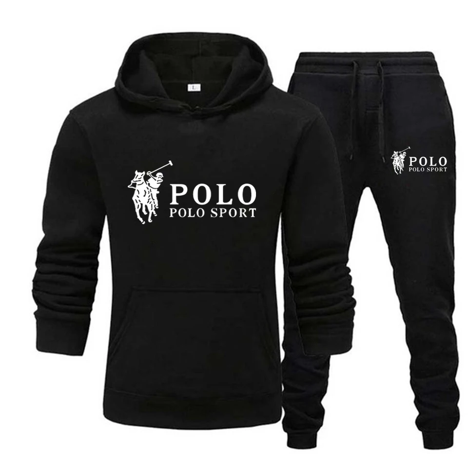 Módna značka Men mikiny mikina+tepláky na jeseň Zimné teplé ukazovatele súpravy mužov s kapucňou Outwear