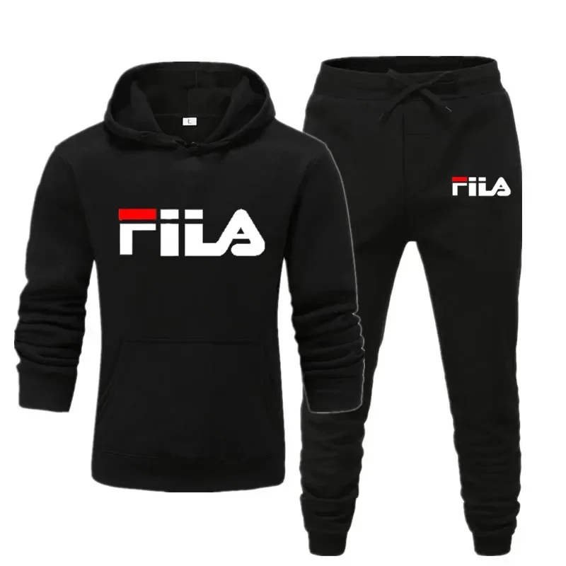 Módna značka Pánska vonkajšia prevádzka Fitness Sportswear Set Autumn a Winter Hoodie Hoodie + Príležitostné nohavice Dvojdielne set