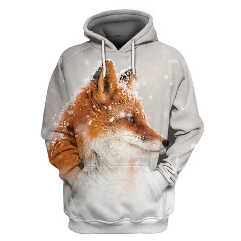 Módna živočíšna líška vzorka mikina pre mužov Ženy vtipné 3D tlačené mikiny ležérne mikiny Streetwear Pullover dlhé rukávy