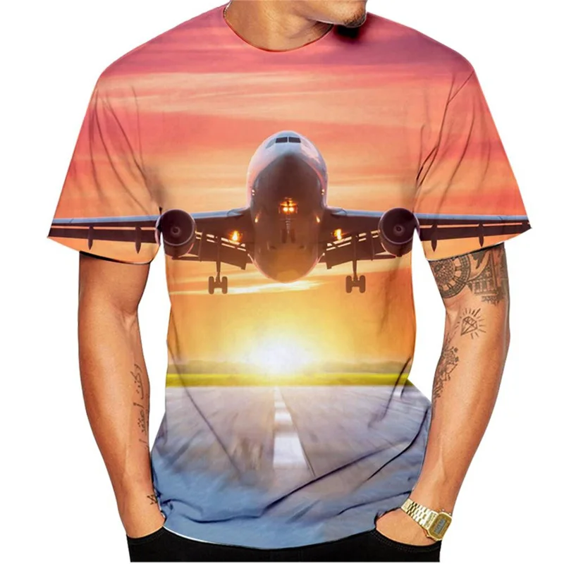 Módne 3D tlačové lietadlo Tričko Men Men Dámske ležérne lietadlá grafické rukávy s krátkym rukávom Summer Street Topy Tops Tops Tričko Tričko