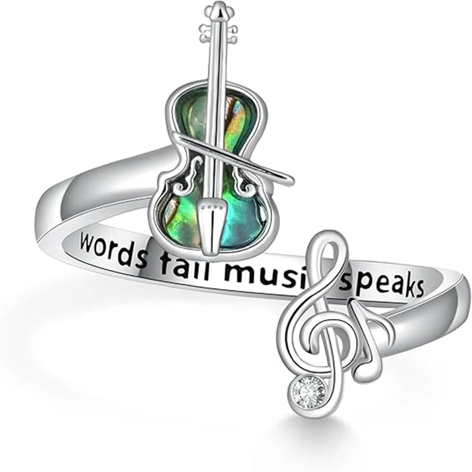 Módne a kreatívne nové husle poznámky Open Ring Gift pre hudobných nadšencov