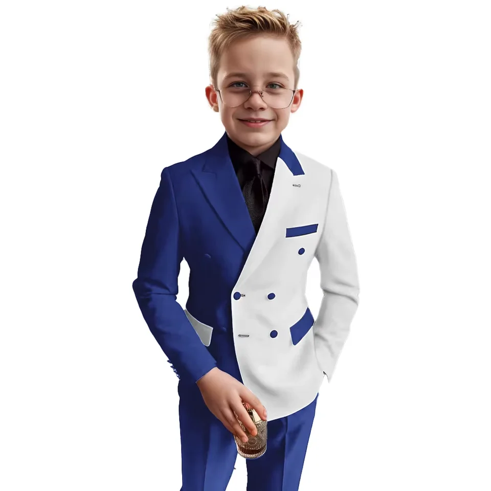 Módne chlapčenské obleky s dvojradom Slim Fit Peak Lapel Blazer Two-Piece Set Business Tuxedos Piano Performance Costyes