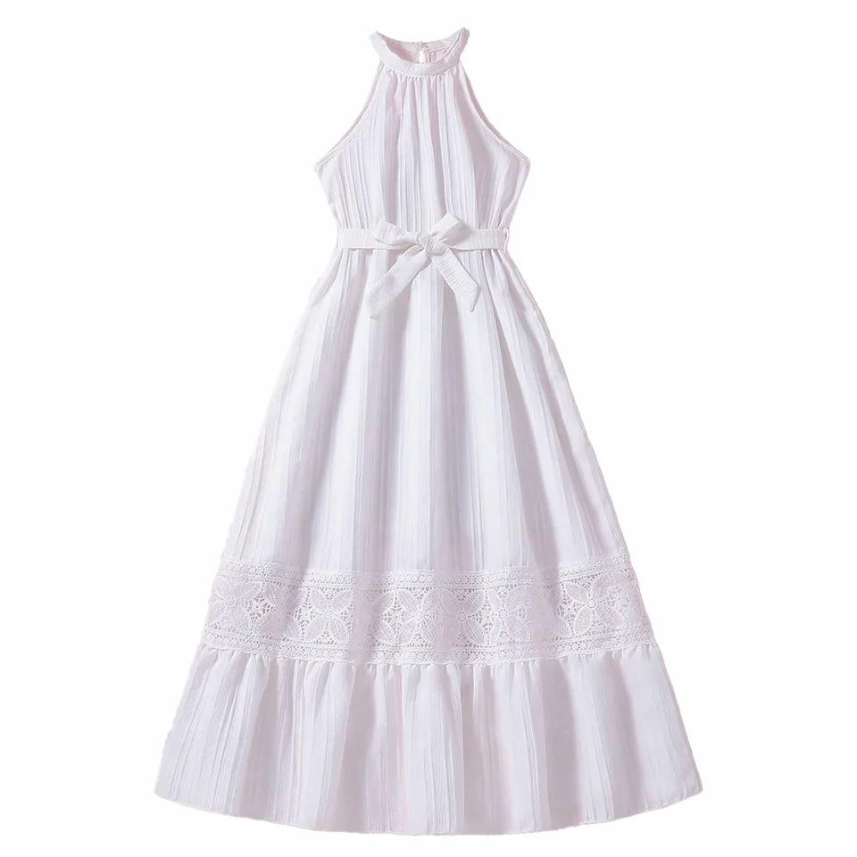 Módne dievčatá šaty s dlhou dĺžkou tínedžer girl oblečenie princezné šaty formálne biele čipky elegantné deti detské oblečenie plus veľkosť