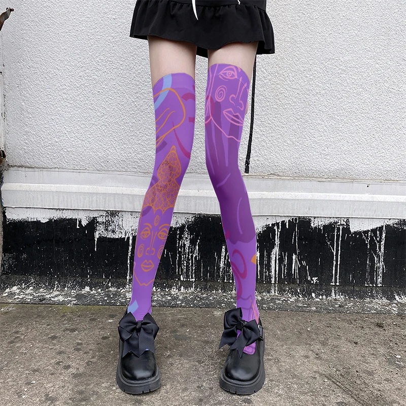 Módne dámy pančuchy 3D tlačené medveď roztomilé kawaii lolita dievča cez pančuchy