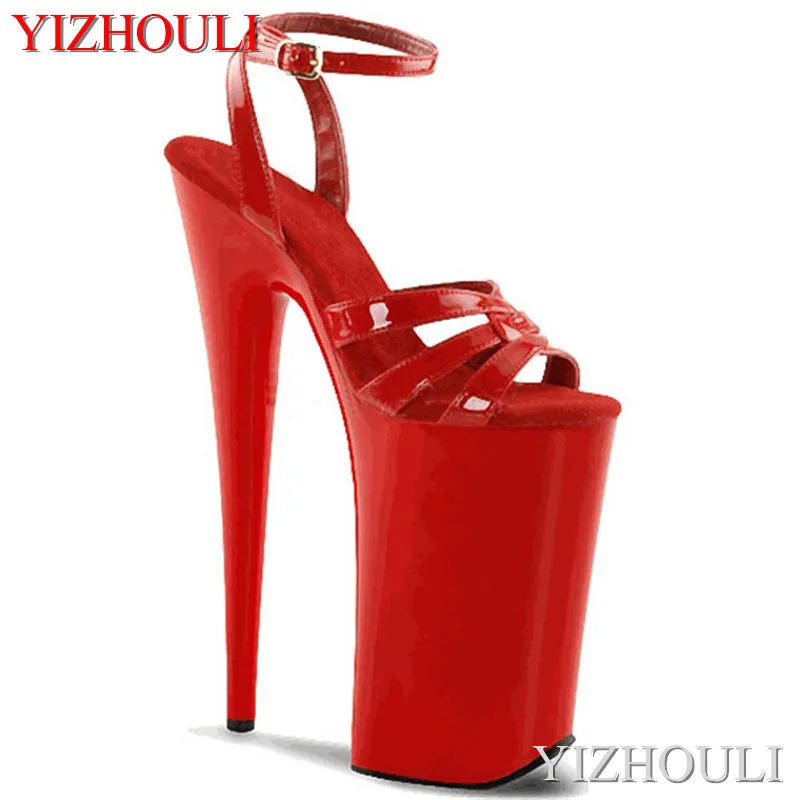 Módne letné dámske dámske päty 23 cm ultra vysoké, sexy topless tenký pás 9 palcov model nočného klubu sandále