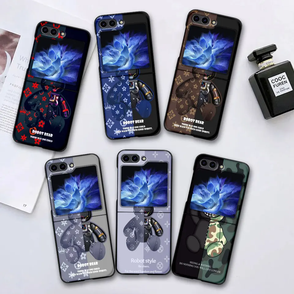 Módne luxusné puzdro Ultra Cool Bear pre Samsung Galaxy Z Flip 6 5 Black Hard Cover Flip6 flip5 mobilný telefón shell Zflip6 Zflip5