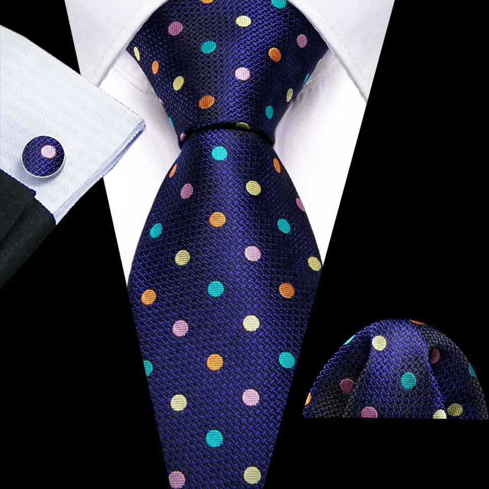 Módne modré muži hodvábne kravaty vreckové štvorcové manžety sada Jacquard Dot kvetinová paisley mužská kravata svadobný obchod darček Barry.wang