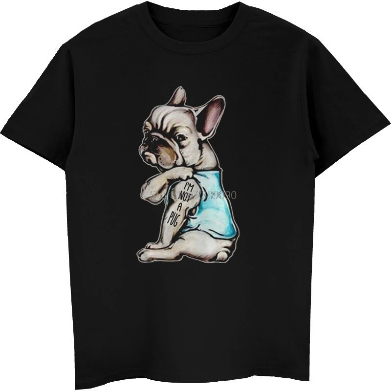 Módne muži tričko Bioshick francúzsky buldog Nie som mops francúzska košeľa vtipné muži bavlnené tričko Hip hop Tees harajuku streetwear