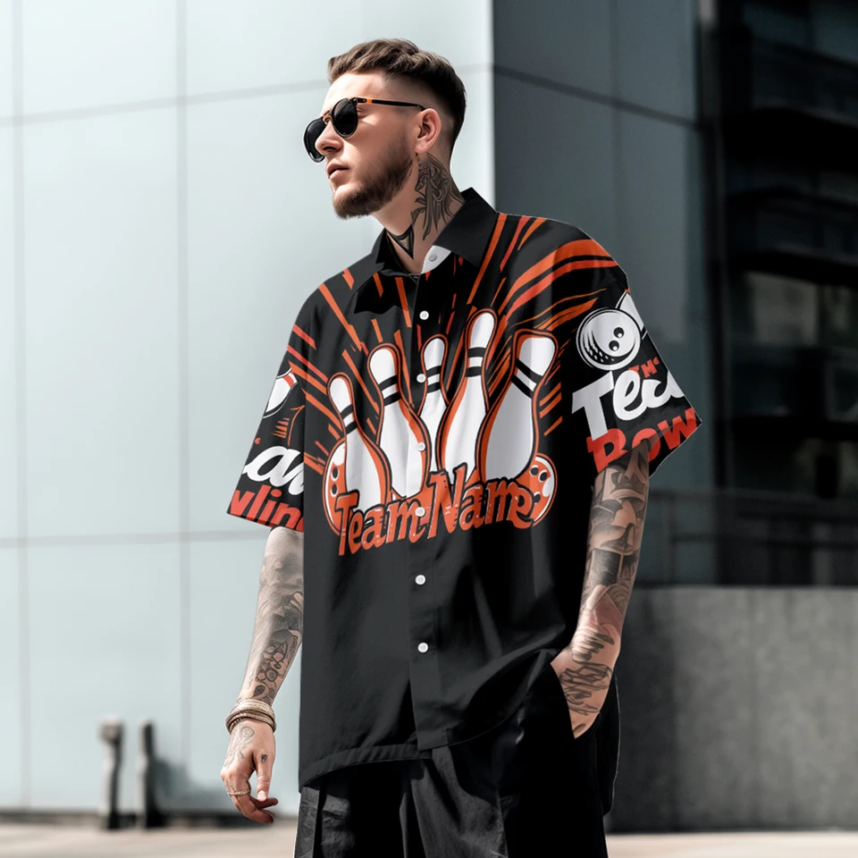 Módne mužské top personalizované muži bowling košele unisex bowling vlastné tímové košele tlač osoby Názov Streetwear športové oblečenie