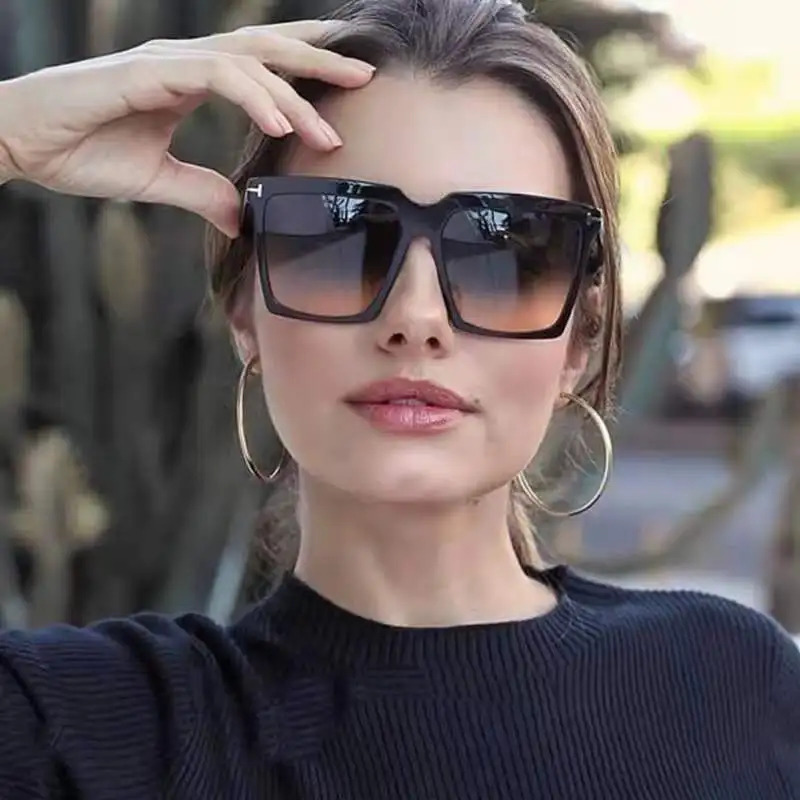Módne nadmerné slnečné okuliare Štvorcové slnečné okuliare Ženy Men Dizajn značky UV400 Ochrana UV400 Ochrana Veľké gradientné ženské okuliare Lentes de sol Mujer