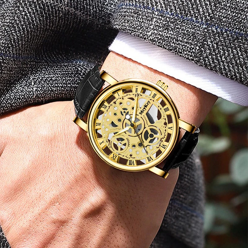 Módne pánske hodinky kožené remienok Obchodné hodinky Luxusné muži Quartz náramky reloj hombre