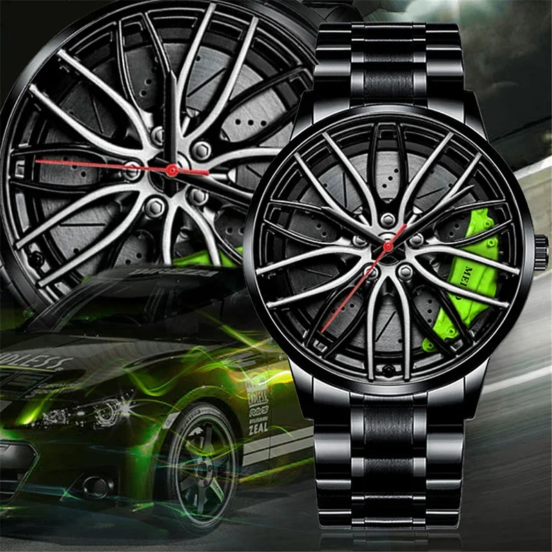 Módne pánske luxusné hodinky Športové autá hodinky Sport RIM RIM HUB WHELE WRISTWATCH CAR CARTEZ Pánske hodinky Creatívne hodinky