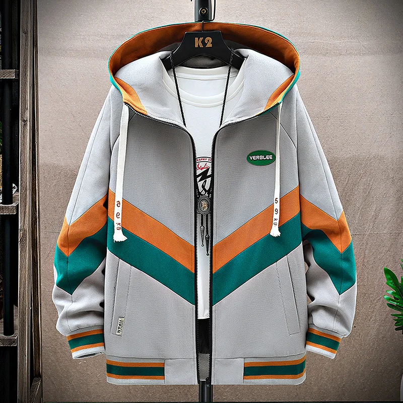 Módne pánske s kapucňou neformálne bundy a kabáty Spring jesenné streetwear Loose Windproof Parkas Youth Plus veľkosť M-4XL Top odev