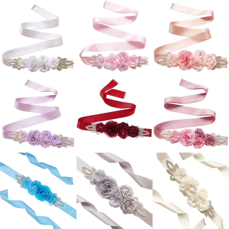 Módne ručne vyrobené šifónové kvetinové krídlo žiariace kamienok polygonálny kvetinový pás materská fotografia