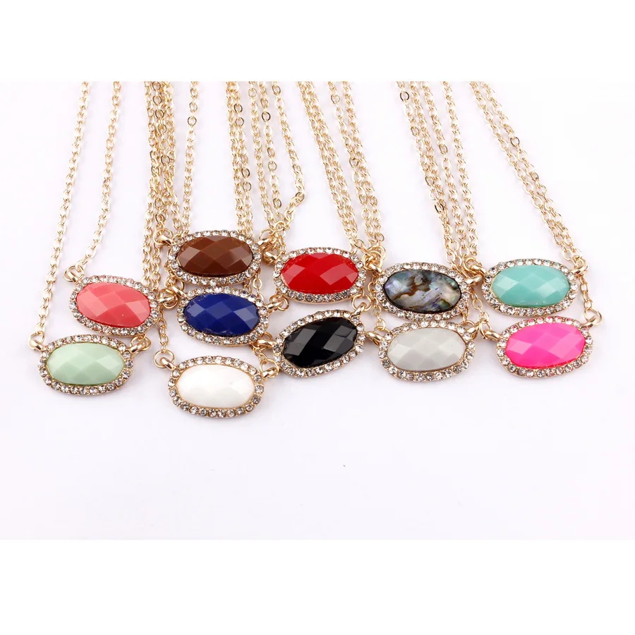Módne trendy ženy šperky dlážkové kryštály oválne abalonové plášť živice Stone Stone Stone Chokers Chokers prívesky Vyhlásenie náhrdelníkov
